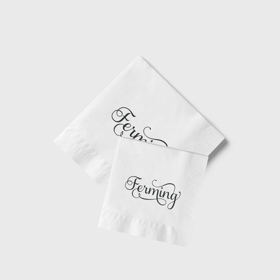 Servíettur — Ferming, hvítar með svörtu letri